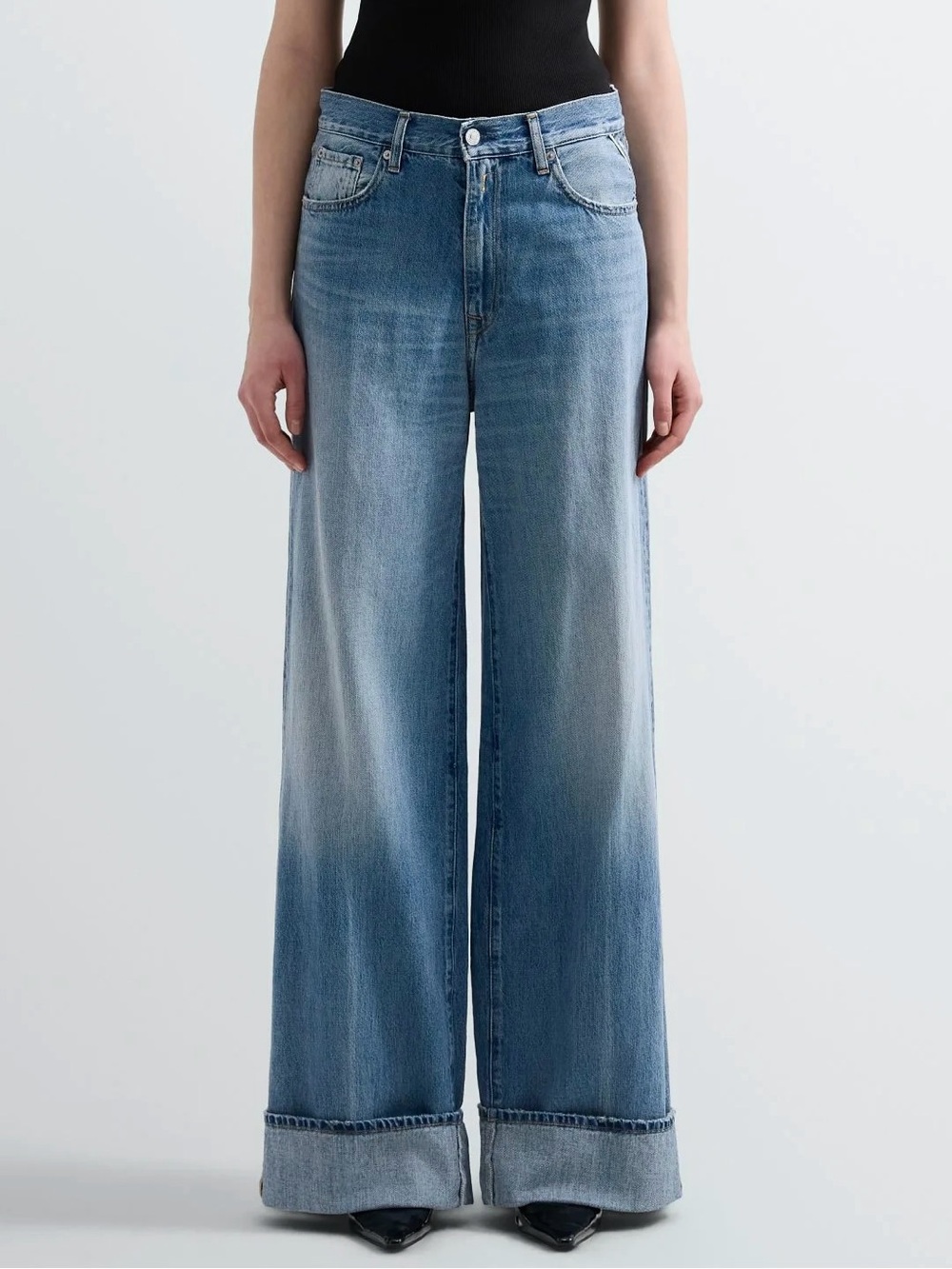 DL1961 Hepburn Wide Leg Low Rise Vintage Jeans Size 31 Ravello Cuffed